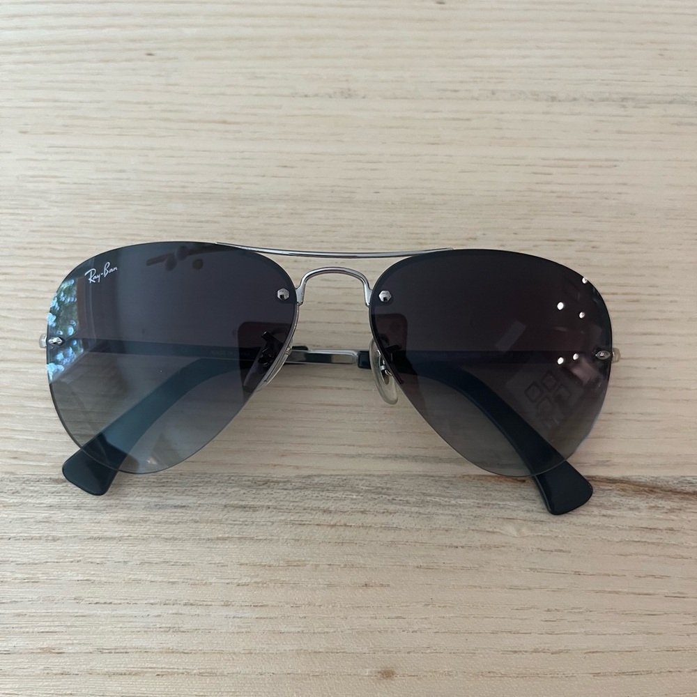 Ray-Ban Silver + Gray Gradient Aviator Sunglasses